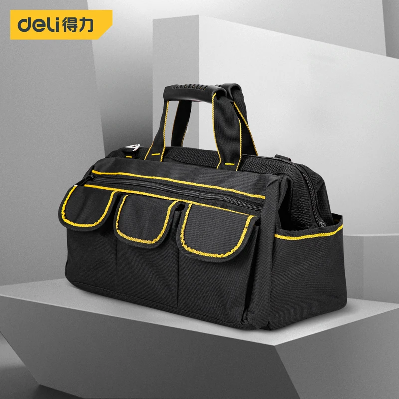 Deli Multifunction Tool Bags Wear-resistant Electrician Handbag 1 Pcs Encrypted Oxford Cloth Scratch Resistant Zipper Waist Bag