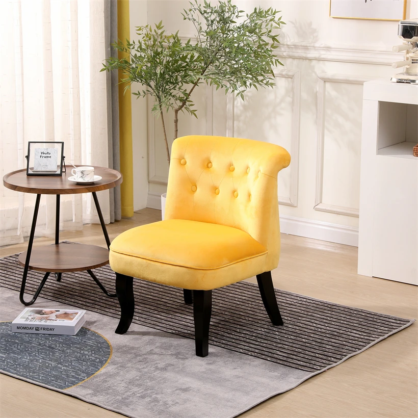 

Velvet Accent Chair for Living Room Stylish Wood Frame Upholstered Single Sofa Home & Office Furniture