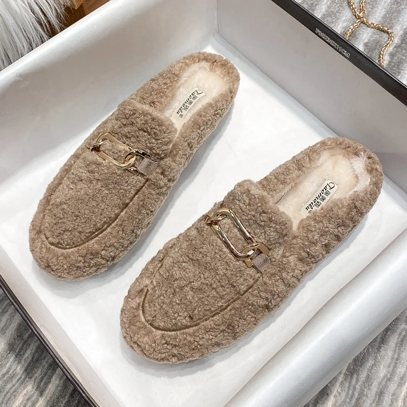 Большие размеры 33–42 43 Женские зимние слипоны для девочек Кашемировые туфли на