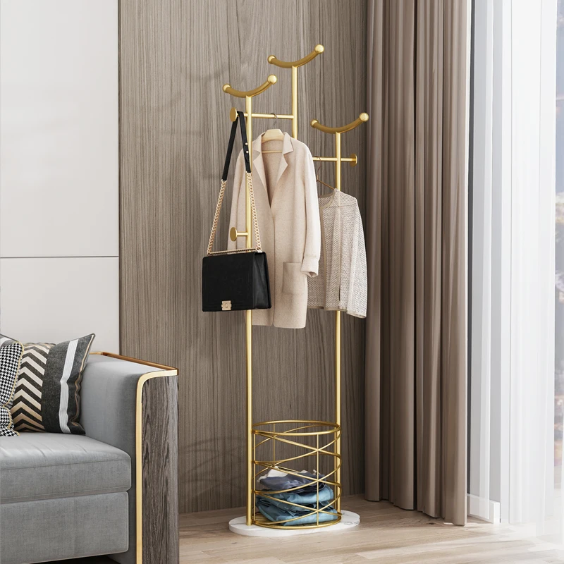 Вешалка для одежды с узкой полкой вешалка хранения Золотая Входная стойка