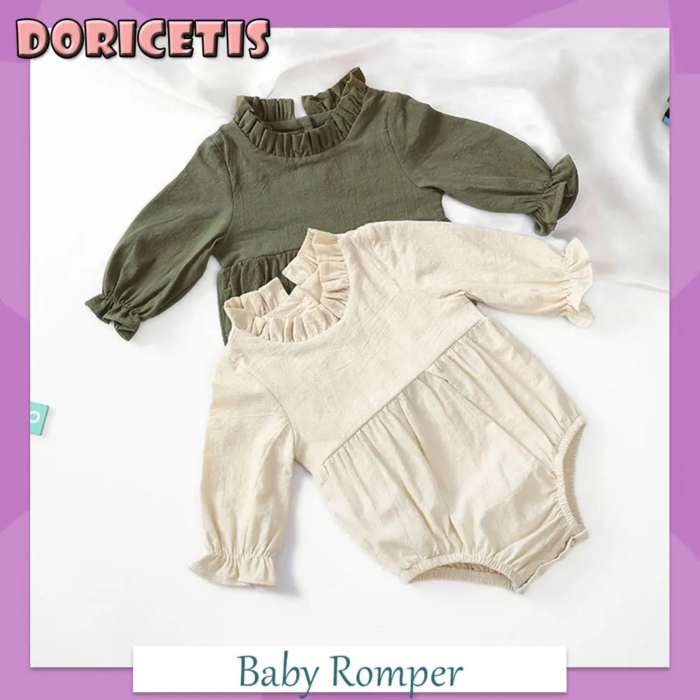 

Newborn Baby Romper Solid Color Triangle Long Sleeve Jumpsuit Spring Autumn Infant Go Out Travel Thin Casual Romper Baby Clothes