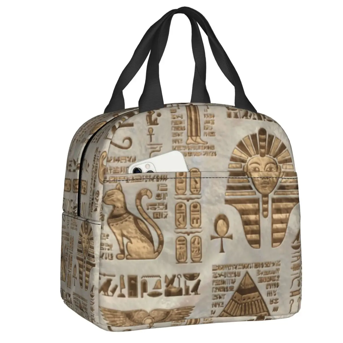 

Egyptian Hieroglyphs And Deities Lunch Box for Women Egypt Pharaoh Thermal Cooler Food Insulated Lunch Bag Office Work
