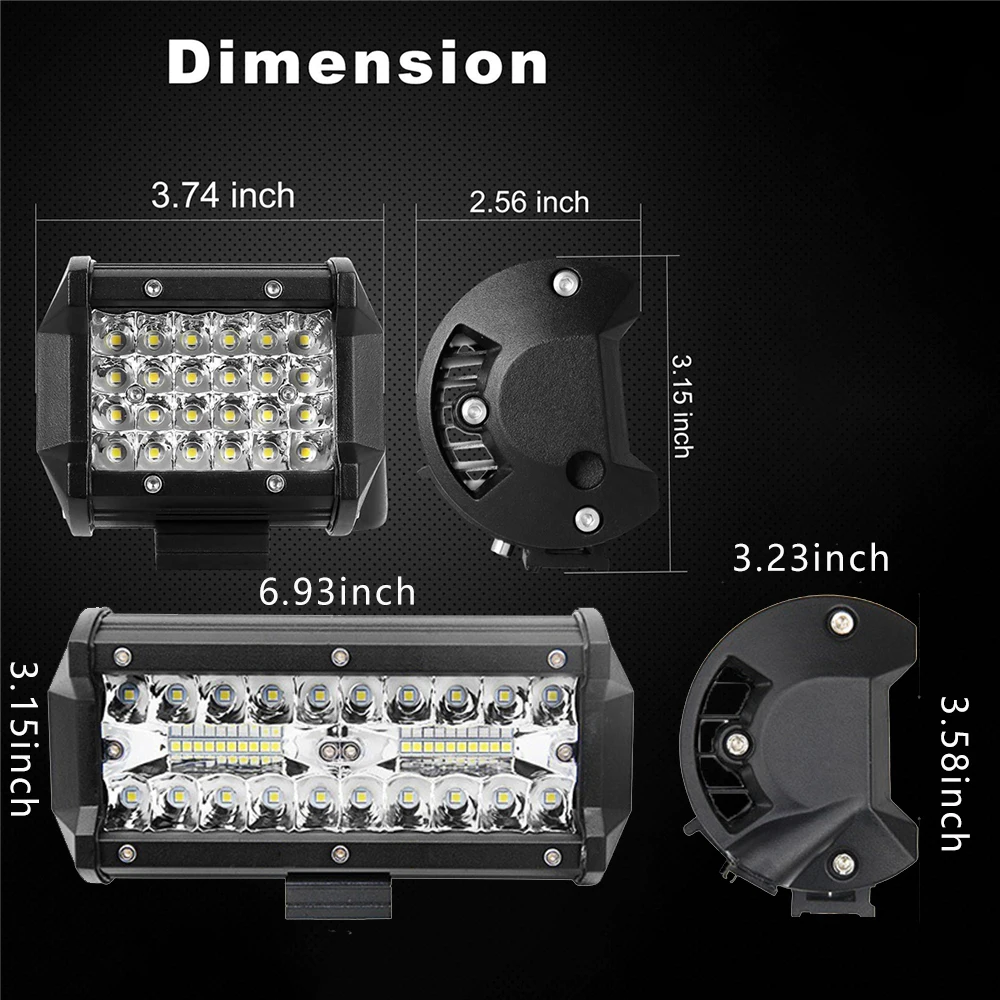 Светодиодная панель рабочего освещения 120 Вт 72 7 дюймов 4 дюйма сверхъяркая