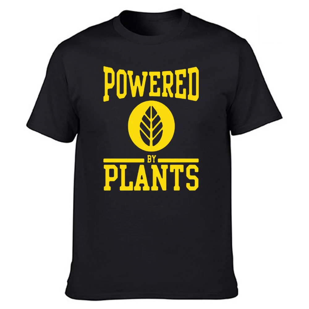 

Funny Power By Plants T Shirts Graphic Cotton Streetwear Short Sleeve O-Neck Harajuku Vegetarian Vegan T-shirt Mens Clothing