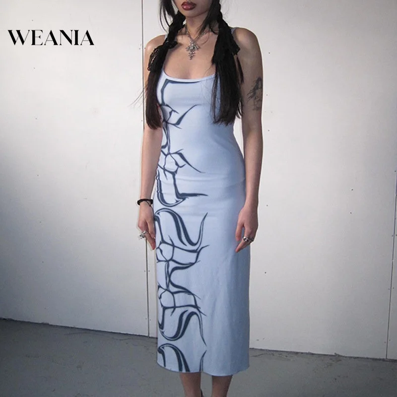 

Women Sexy Hottie Retro Print Slip Dress