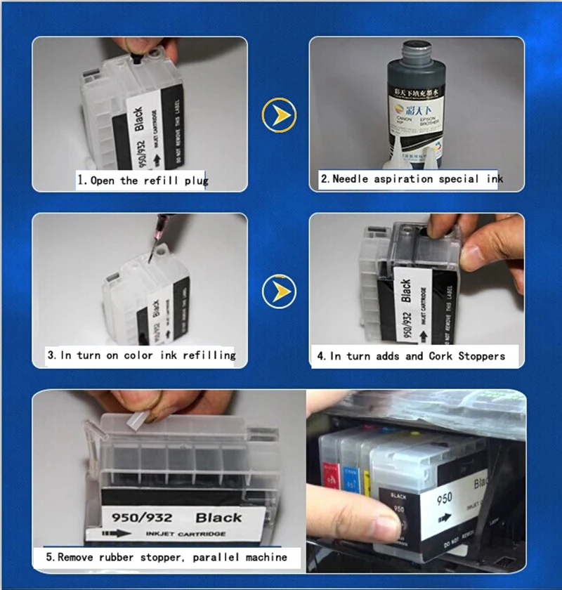 953XL брикет для HP953XL 953 XL многоразовый с чипом HP Officejet Pro 7720 7730 7740 8710 8715 8718 8720