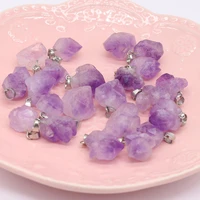 15 18mm natural amethyst pendant charms irregrual natural agates stone pendant for women making diy jewerly necklace earrings