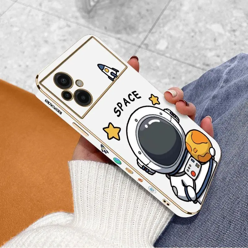 Fat Astronaut Luxury Plating Phone Case For Xiaomi Poco M5 F4 F4 GT X4 X4 GT M4 Pro F3 X3 M3 X3 NFC X2 X3 Pro C40 Cover