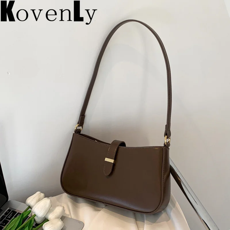 

Сумка на одно плечо для женщин, простая дизайнерская сумочка для подмышек, однотонный кожаный багет на плечо, женские сумки через плечо