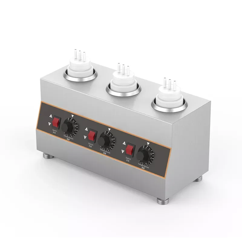 

220V/ 110V Commercial 3 Bottles Sauce Warmer Chocolate Cheese Fruit Jam Warming Machine Dispenser Melter