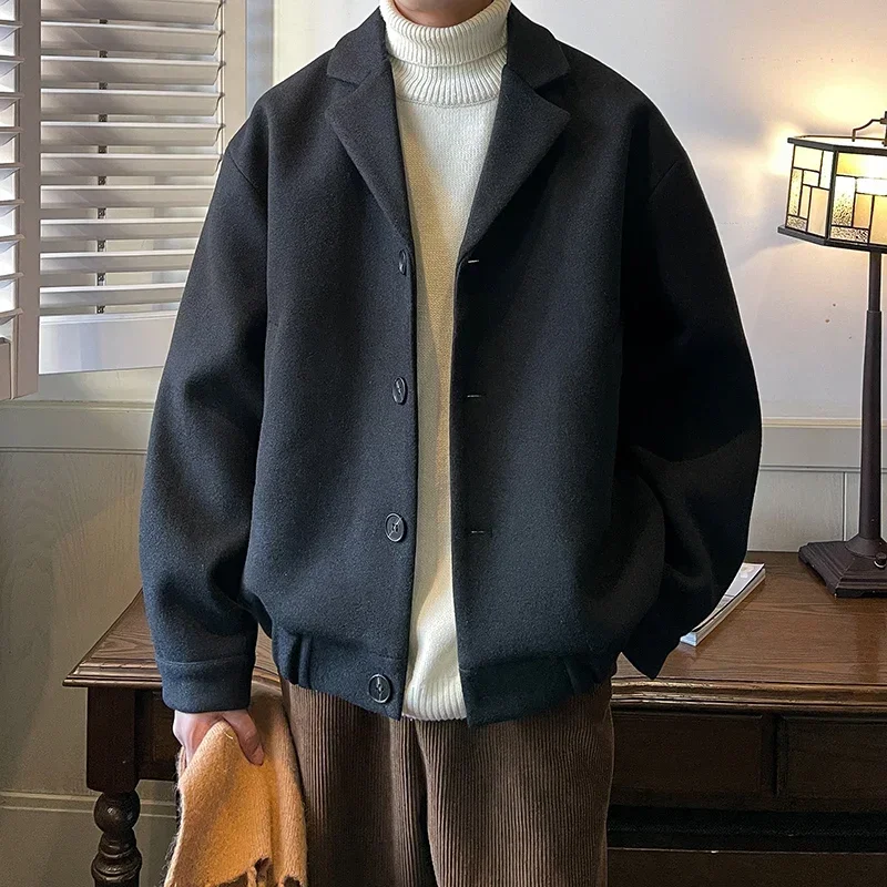 Весенне-осеннее новое мужское уличное модное и красивое шерстяное пальто с