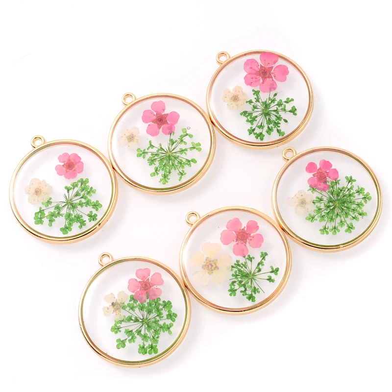 

12Pcs Round Pressed Flat Epoxy Real Dried Flower Resin Charms Daffodils Daisy Petal Pendant for Jewelry Making Findings Supplies
