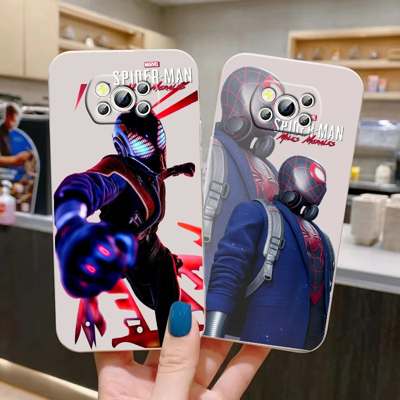 

Marvel Spiderman Cute For Xiaomi POCO M5 M4 X4 F4 C40 X3 NFC F3 GT M4 M3 M2 Pro C3 X2 4G 5G Liquid Rope Silicone Phone Case