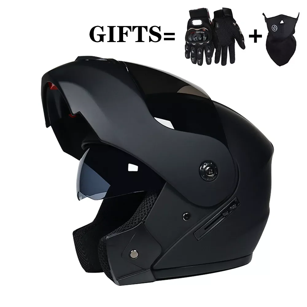 

2 Gifts Unisex Racing Motocross Modular Dual Lens Carbon Unisex Motorcycle Helmet Full Face Safe FlipUp Cascos Para Moto
