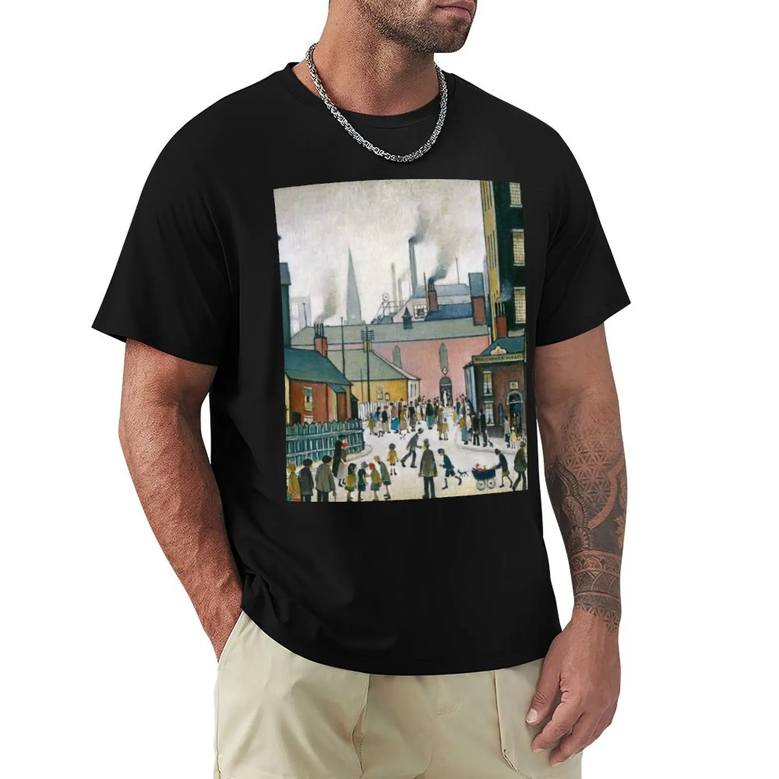 L S Lowry T-Shirt быстросохнущая винтажная рубашка с аниме набор футболок для мужчин