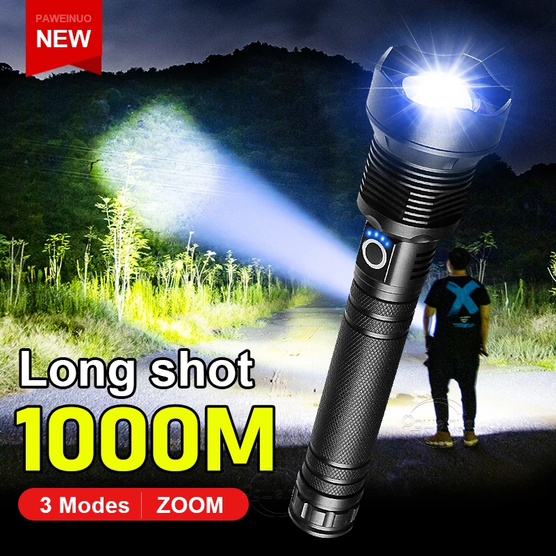 

High Power Flashlight 250000lumen XHP160 Tactical Light Led Flashlight Rechargeable XHP70 18650 Trochlight Ultra Bright Torch