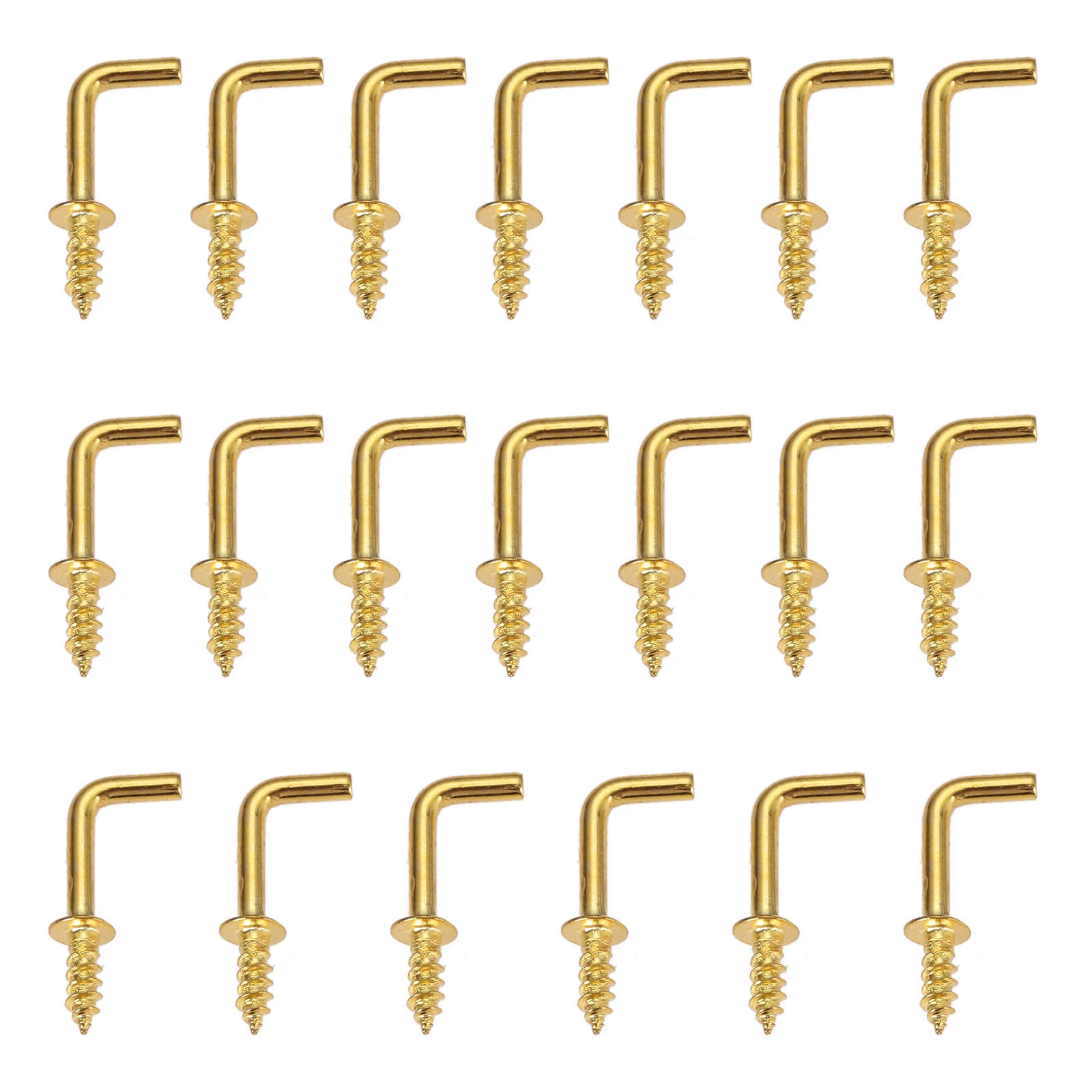 

20 Pcs L Shaped Screw Dresser Cup Hooks Hanging Hangers Hooks Brass Plated DIY Home Furniture Fixing Fastener Tool 1/2 5/8 inch