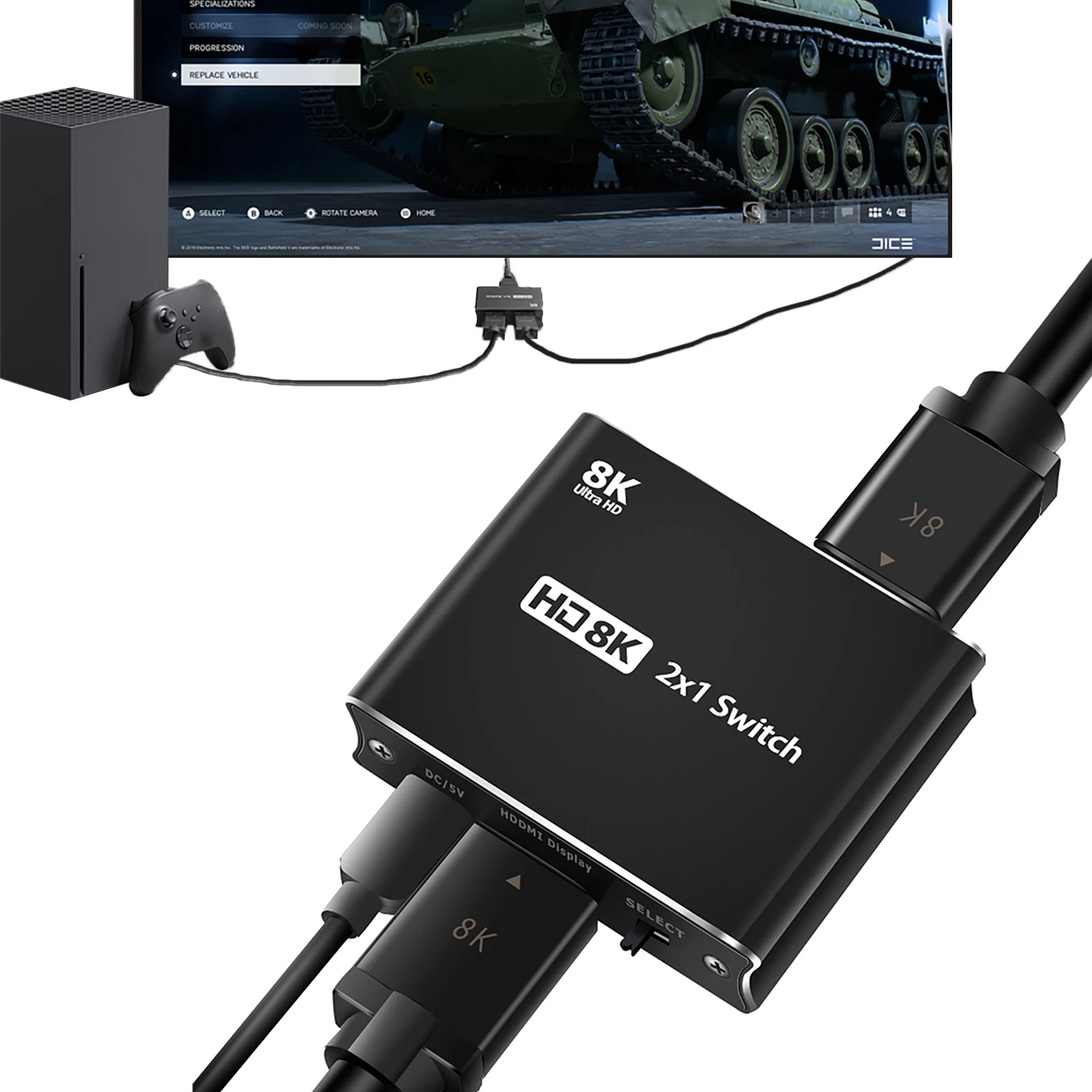 HDMIcompatible Splitter 4K переключатель KVM двунаправленный 1x 2/2x1 2 в 1 для PS4/3 ТВ-приставки