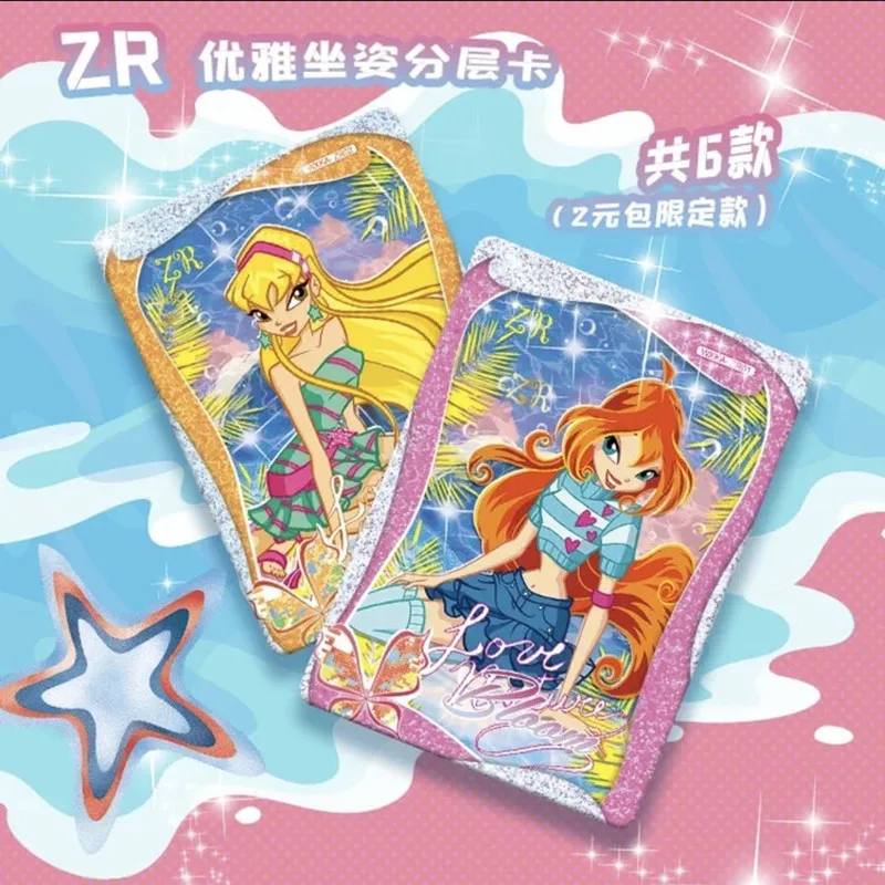 Фото Натуральная карта Winx Club, волшебная сумка, сказочная сумка, карты Fairy Wonderland Bloom Stella Flora, коллекционные карты аниме, игрушки, подарки №4