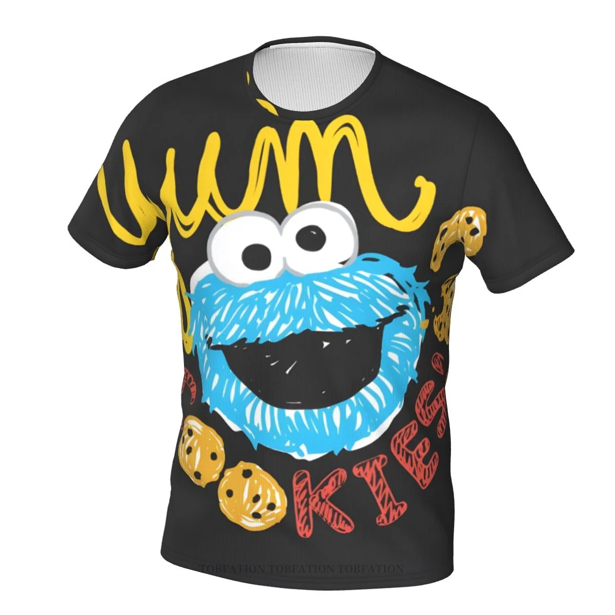 

Cookie Monster Yum Sesame Street 80s TV Series 3D Print Polyester T-shirt Men Women Gym Short Sleeve TShirt