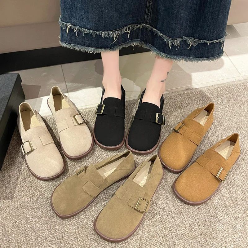 

Casual Woman Shoe Round Toe Slip-on Soft Shallow Mouth Female Footwear Modis Moccasin Driving New Slip On Dress 2023 Rubber Fabr