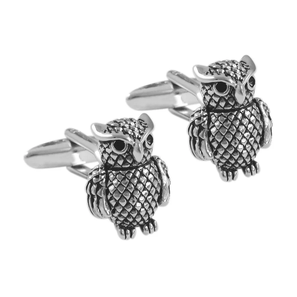 Забавные мужские запонки в виде совы NVT французская рубашка серебристого цвета с