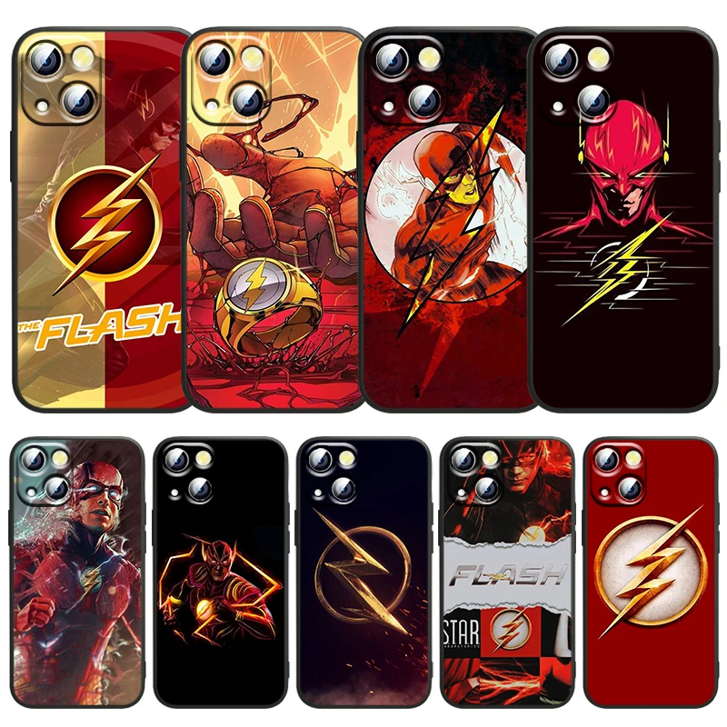 

The Flash Superheroes Anime Phone Case For Apple iPhone 14 13 12 11 SE XS XR X 7 8 mini Plus Pro MAX 2020 Black Soft FUnda