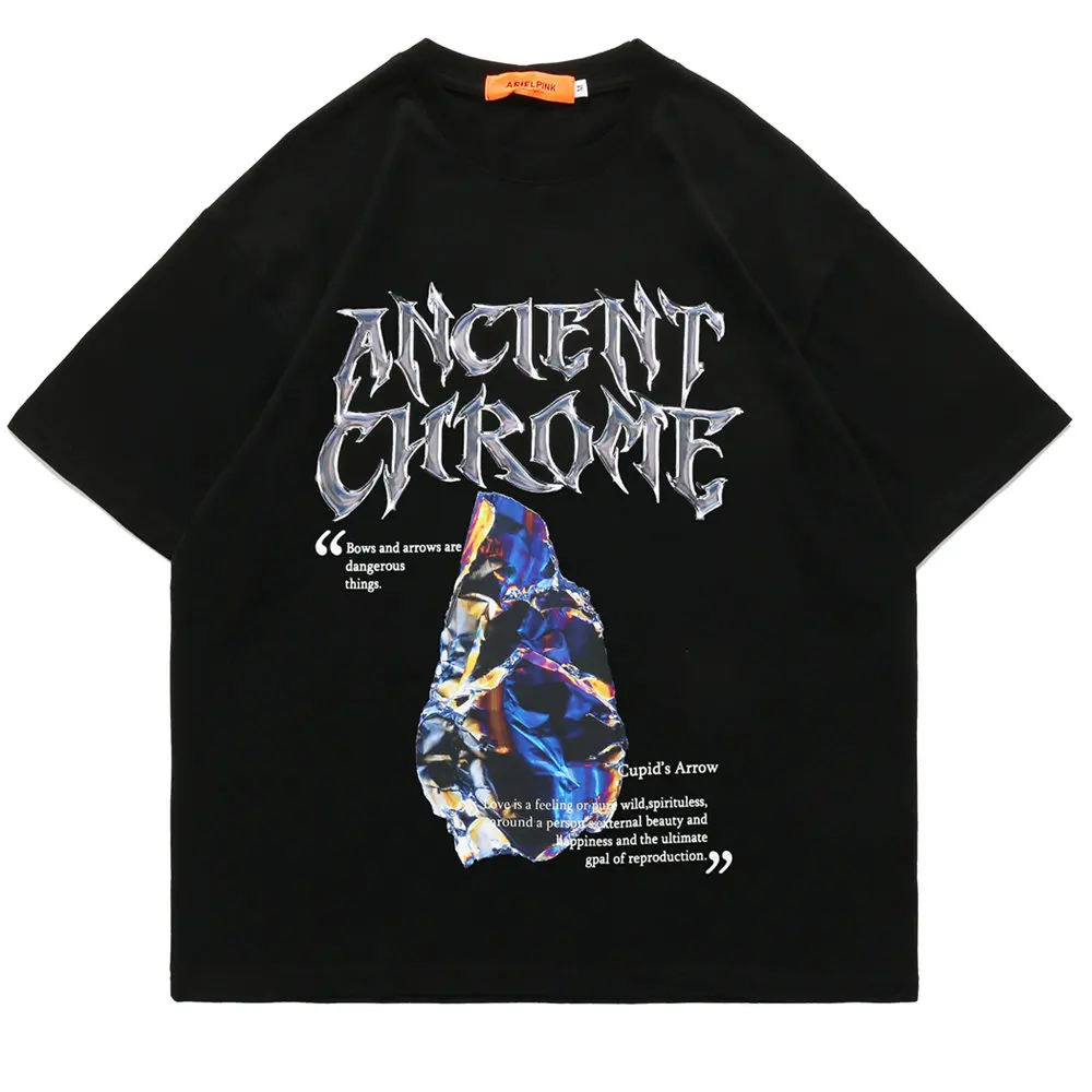 

Футболка мужская хлопковая с круглым вырезом, модная рубашка с принтом со стразами, с коротким рукавом, уличная одежда в стиле Харадзюку, ле...