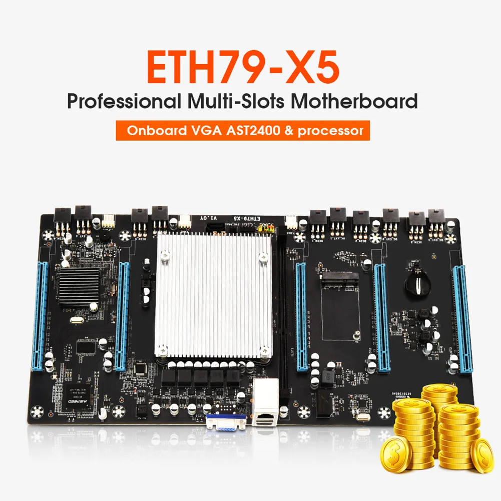 

ETH79-X5 материнская плата поддерживает 3060 графическую карту, 65 мм, шаг DDR3, память ноутбука с интерфейсом VGA для майнинга биткоинов