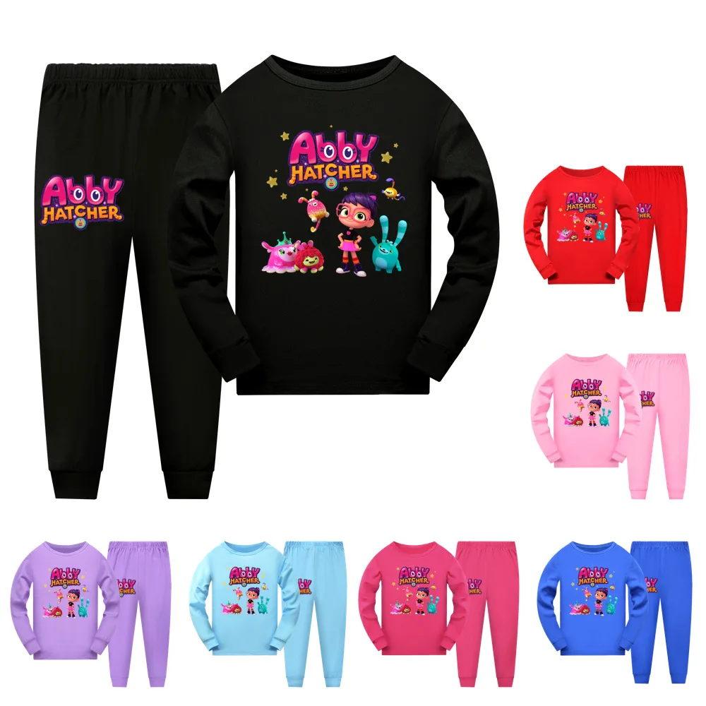 

New Girls Abby Hatcher Boys Girls Pajama Sets Cartoon Print Kids Tops+Pants Sets Toddler Baby Spring Autumn Sleeping Clothes