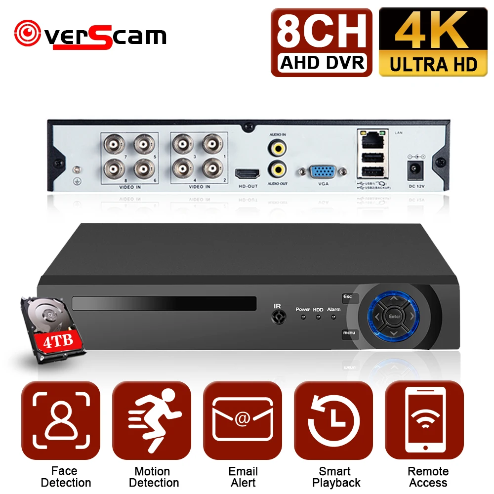 

8MP 4K Video Surveillance AHD DVR Audio Face Detection 8CH 8 Channel Hybrid DVR NVR 6 in 1 H.265+ XVI TVI CVI NVR AHD DVR Xmeye