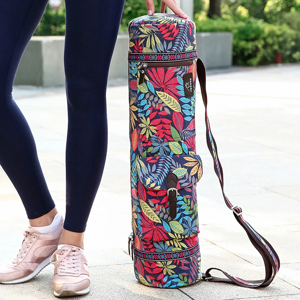 

Fitness Practical Waterproof Adjustable Strap Carrier Yoga Mat Bag Pilates Leaves Print Gym Casual Portable Case Exercise