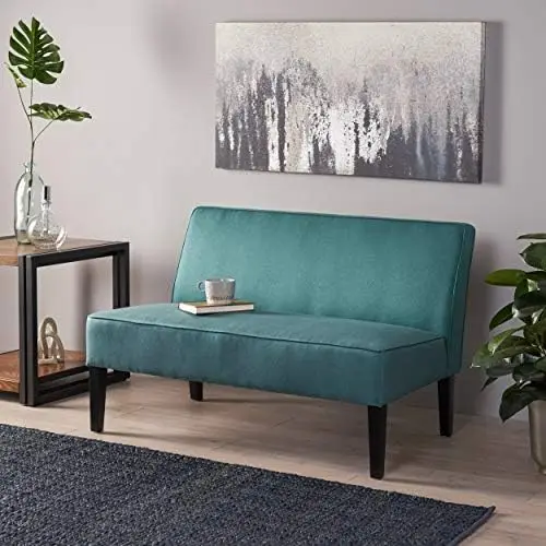 

Modern Fabric Loveseat, Gray Geometric / Matte Black