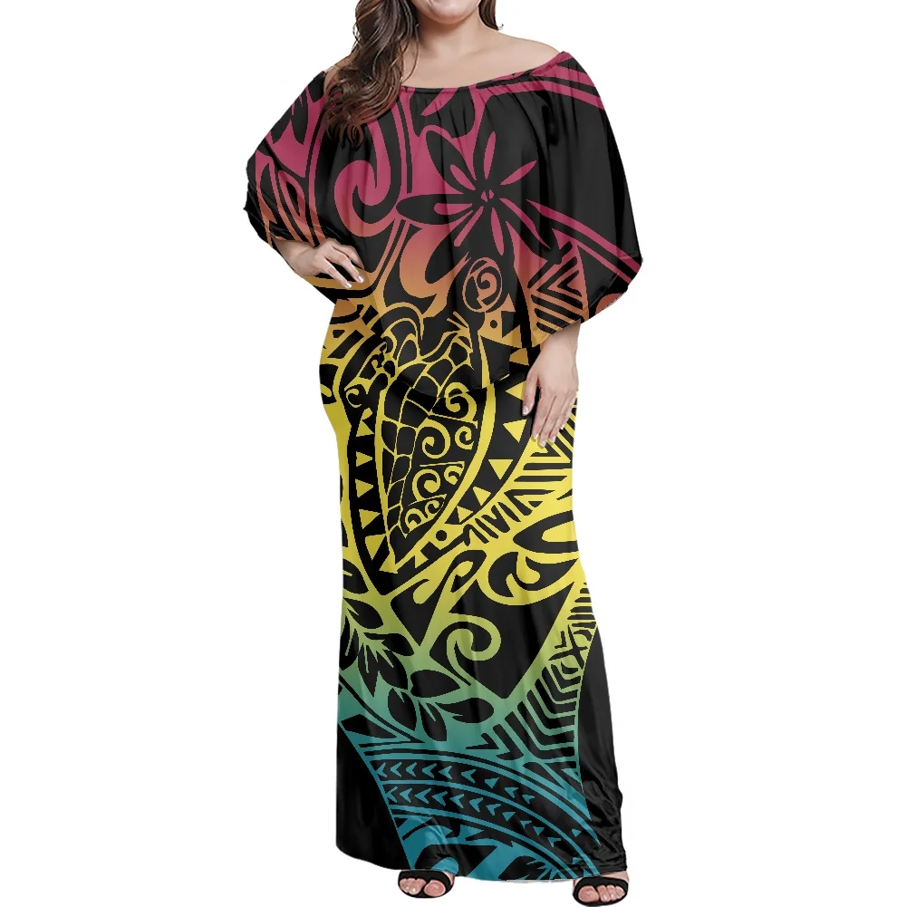 Spring Autumn Tribal Dress Low Price Full Pattern Custom 2022 New Samoan Clothes Noble Casual Long Sleeve for Women |