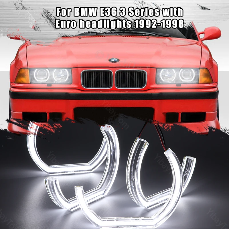 

DTM Angel Eyes LED for BMW E36 3 Series with Euro Headlights 1992-1998 DRL Halo M4 Style White Light Kit Accessories