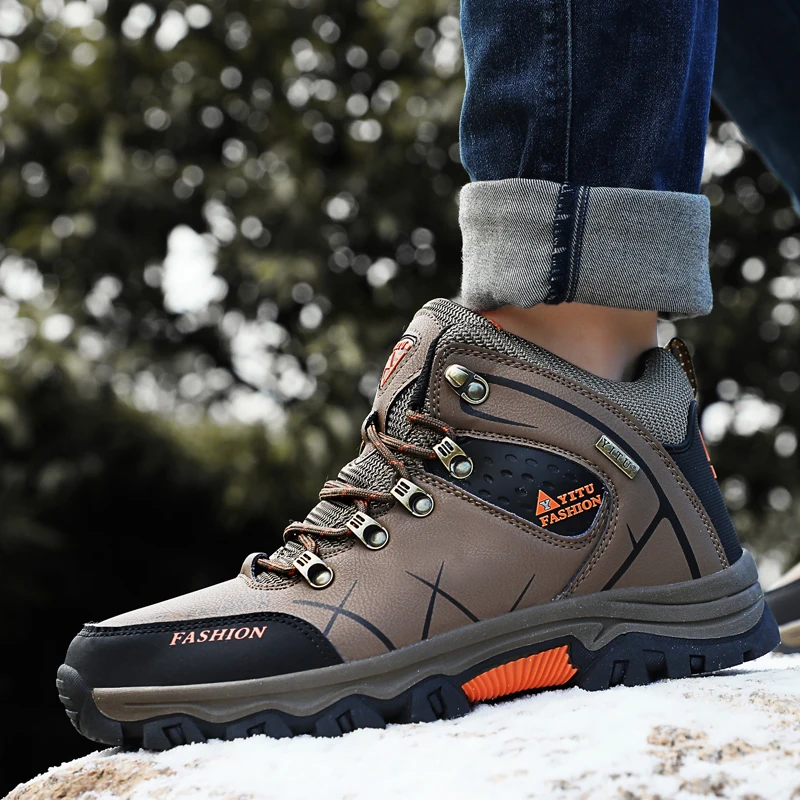 Waterproof Sneakers For Men 2022 New Hiking Shoes Keep Warm Snow Botas Hombre Winter Boot Leather Hunting Tourism Mountain Shoes