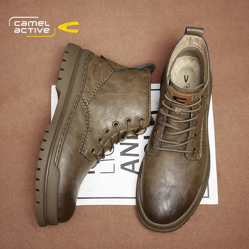 Camel Active New Autumn Winter Fashion Ankle Boots Comfortable Work Men PU Leather Shoes Outdoor Motorcycle DQ120183