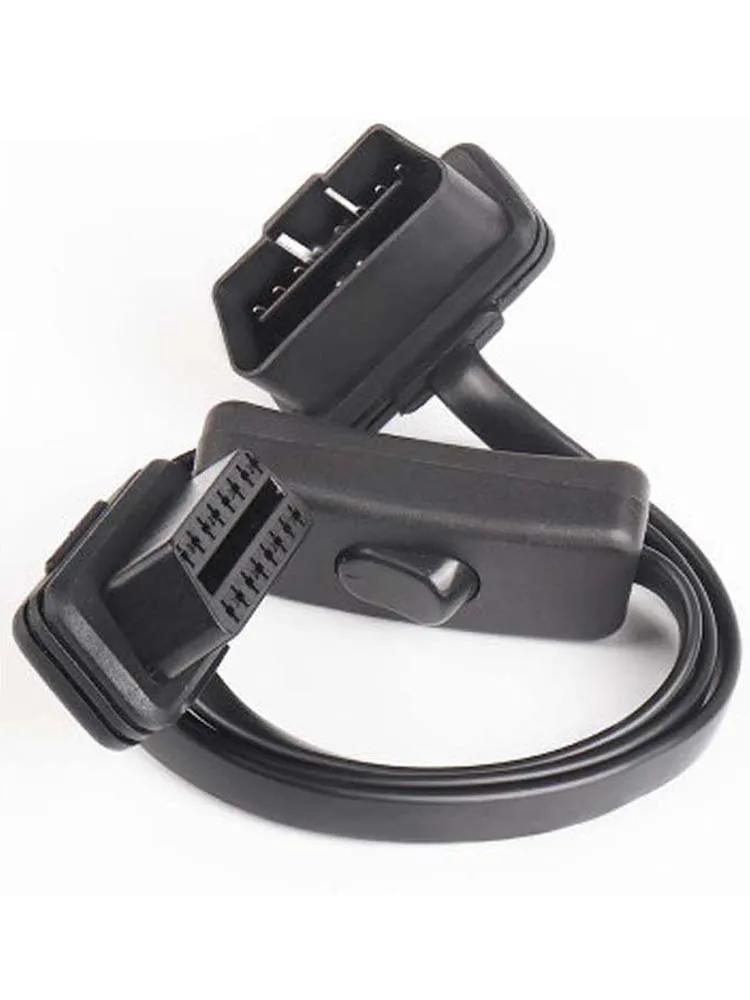 Плоский тонкий интерфейс OBD с выключателем OBDII 2 16 контактов штекер-гнездо ELM327