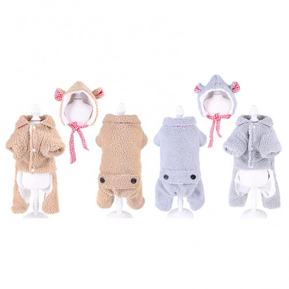 

PETWTILTIH Autumn Winter Pet Puppy Fleece Romper Hat Four-legged Warm Dog Clothes Outfit