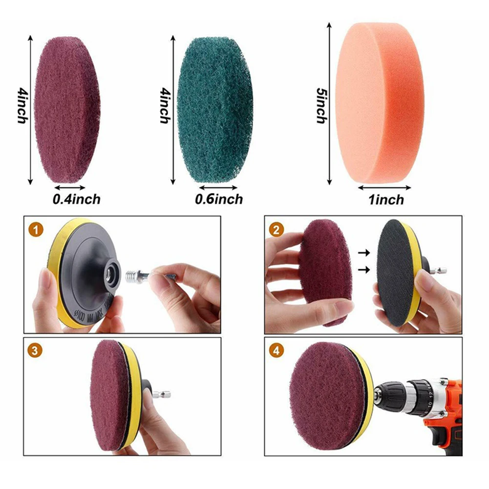 

12pcs Cleaning Tools Electric Drill Brush Set Attachment Scrubber Cleaning Tool Kit For Car Wash & Maintenance Accessories