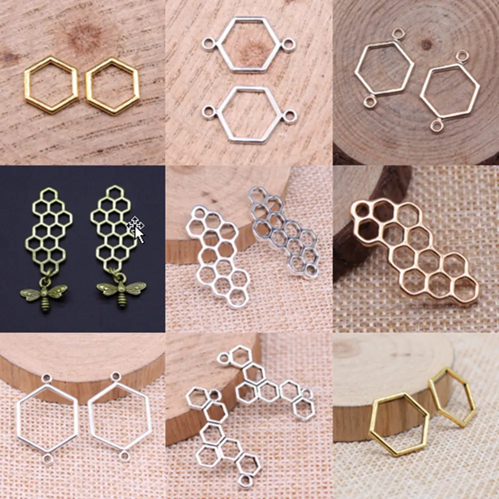 

honeycomb charms for jewelry making handmade Supplies for jewelry Pendant DIY