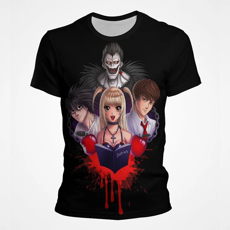 Death Note Anime Cartoon 3D Print Casual T shirt Harajuku Streetwear Style Boy Girl Kids T-shirt Fashion Horror Printed Tops Tee