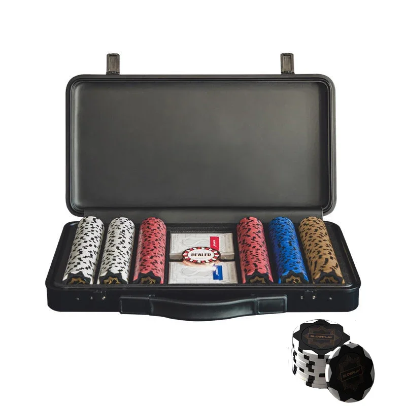 Набор чипов для покера Texas Holdem с коробкой Керамический чип 3/500 прочная настольная