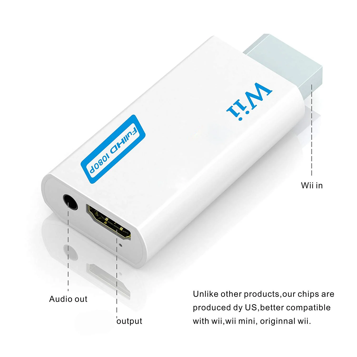 Полный HD 1080P Wii в HDMI-совместимый конвертер адаптер 2HD преобразователь 3 5 мм аудио