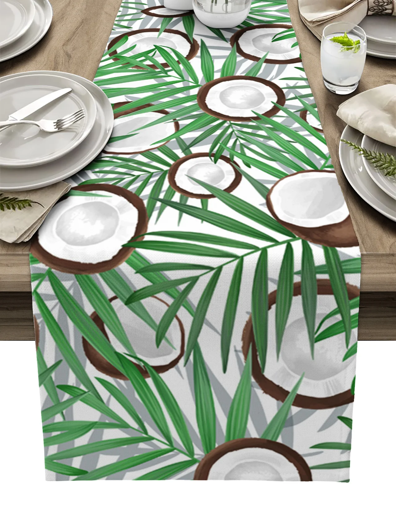 

Coconut Texture Leaves Summer Tablecloth Table Runner Decoration Home Decor Dinner Table Decoration Table Decor