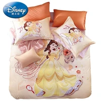 disney winter new cartoon princess belle comfortable cotton four piece quilt cover simple sweet and fresh childrens bedding