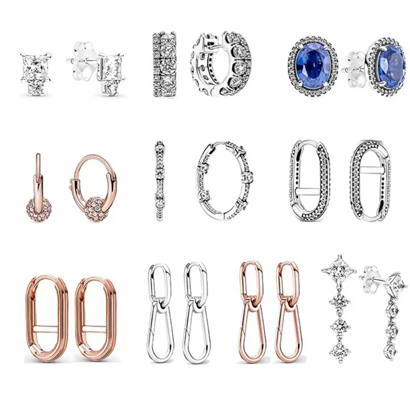 

New female jewelry shine ME series earrings inlaid zircon U-shaped earrings 925 sterling silver fashion earrings earrings suitab
