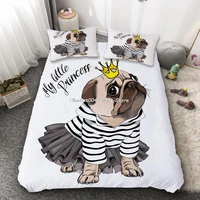 home textile lovely pug dog duvet cover pillowcase kids cartoon pet animal bedding set bed linen 23pcs single king size bedding