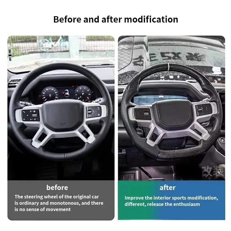 Руль из углеродного волокна с подогревом подходит для Land Rover Defender L663 замшевый