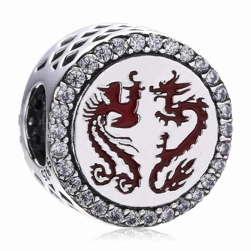 

Original Moments Chinese Dragon And Phoenix Lucky With Crystal Charm Fit Pandora Women 925 Sterling Silver Bracelet Diy Jewelry